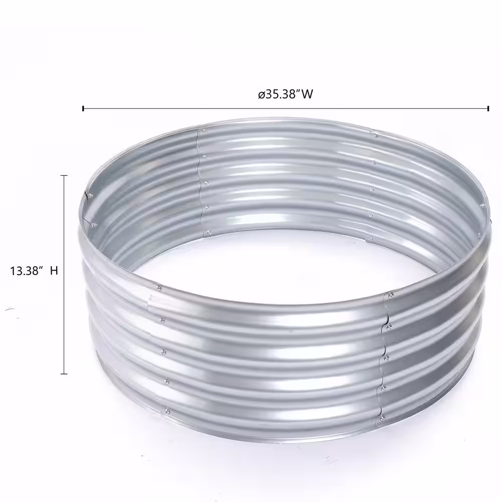 None 36 in. Round Galvanized Steel Raised Garden Bed