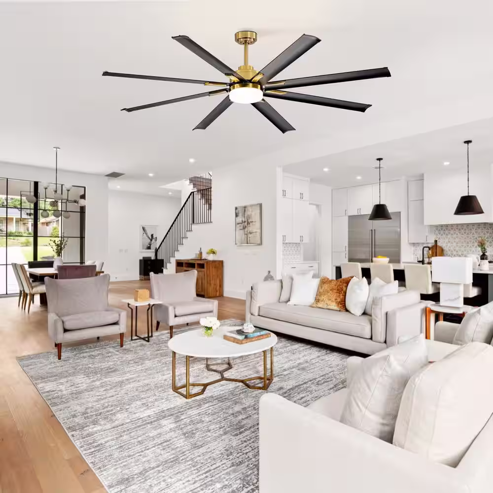 Breezary Zolman 72 in. Integrated LED Aluminum-Blades Indoor Gold Ceiling Fan with Light and Remote Control Included