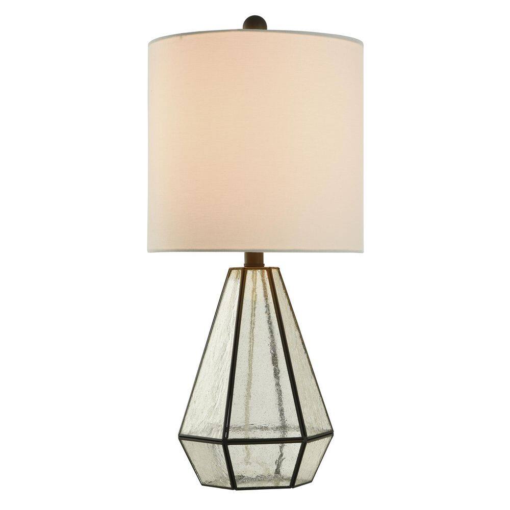 StyleCraft 23.25 in. Aged Bronze Table Lamp with White Hardback Fabric Shade