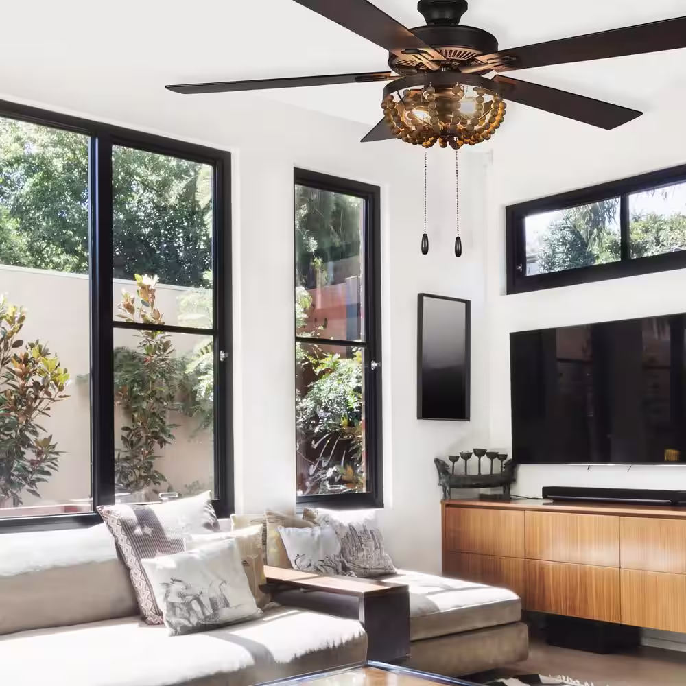 River of Goods Alma 52 in. LED Indoor Brown Ceiling Fan with Light