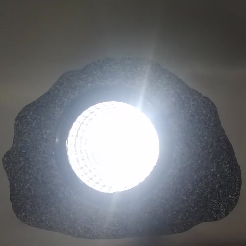 None Solar 5 in. 10 Lumens Rock Spotlight in Gray (4-Pack)