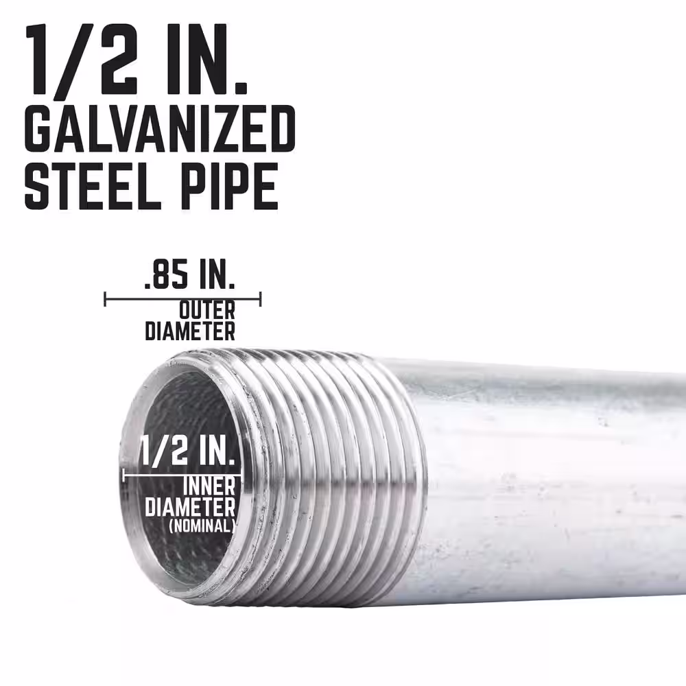 STZ 1/2 in. x 6 ft. Galvanized Steel Cut Pipe