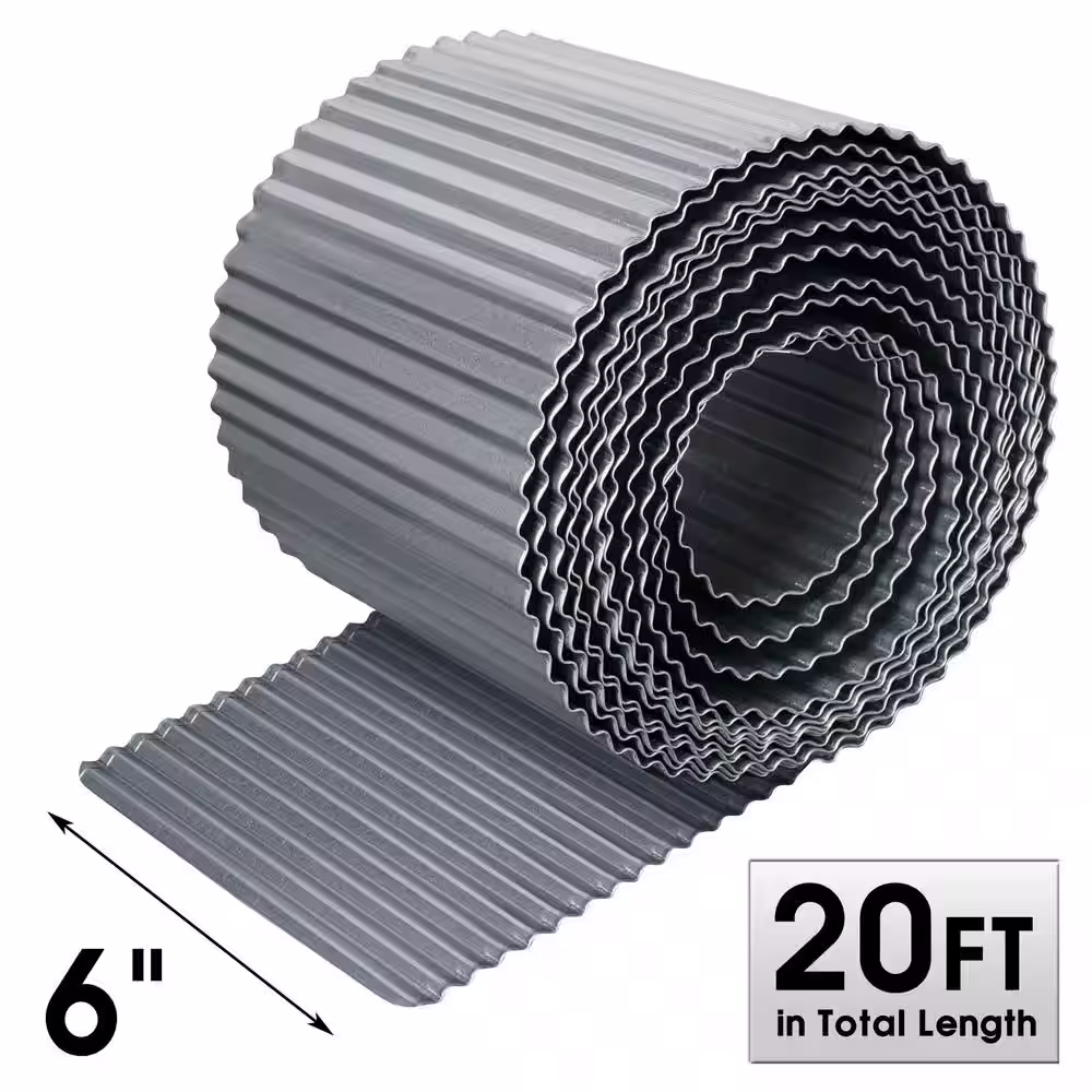 Worth Garden 20 ft. x 6 in. Galvanized Steel Landscape Lawn Corrugated Edging