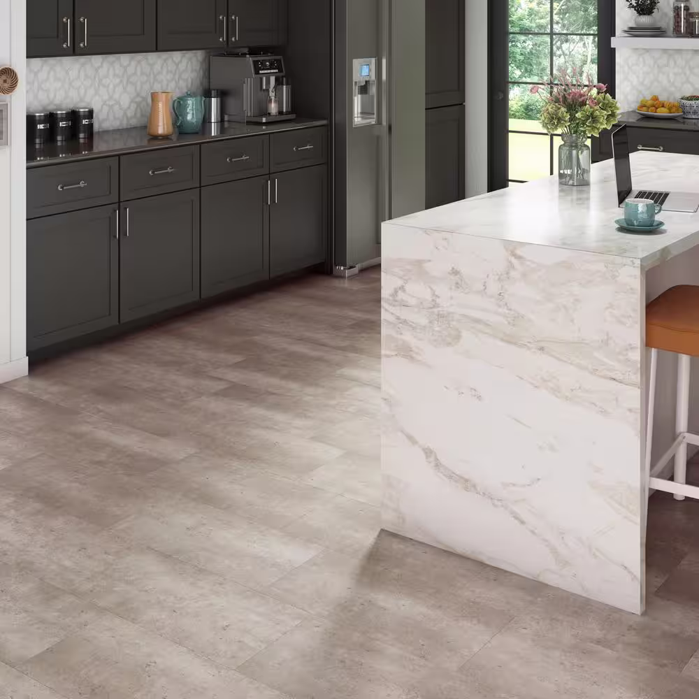 DuraDecor Classy Chic Gala Grey 12 in. W x 24 in. L Click Lock Waterproof Vinyl Tile Flooring (19.4 sqft/case)