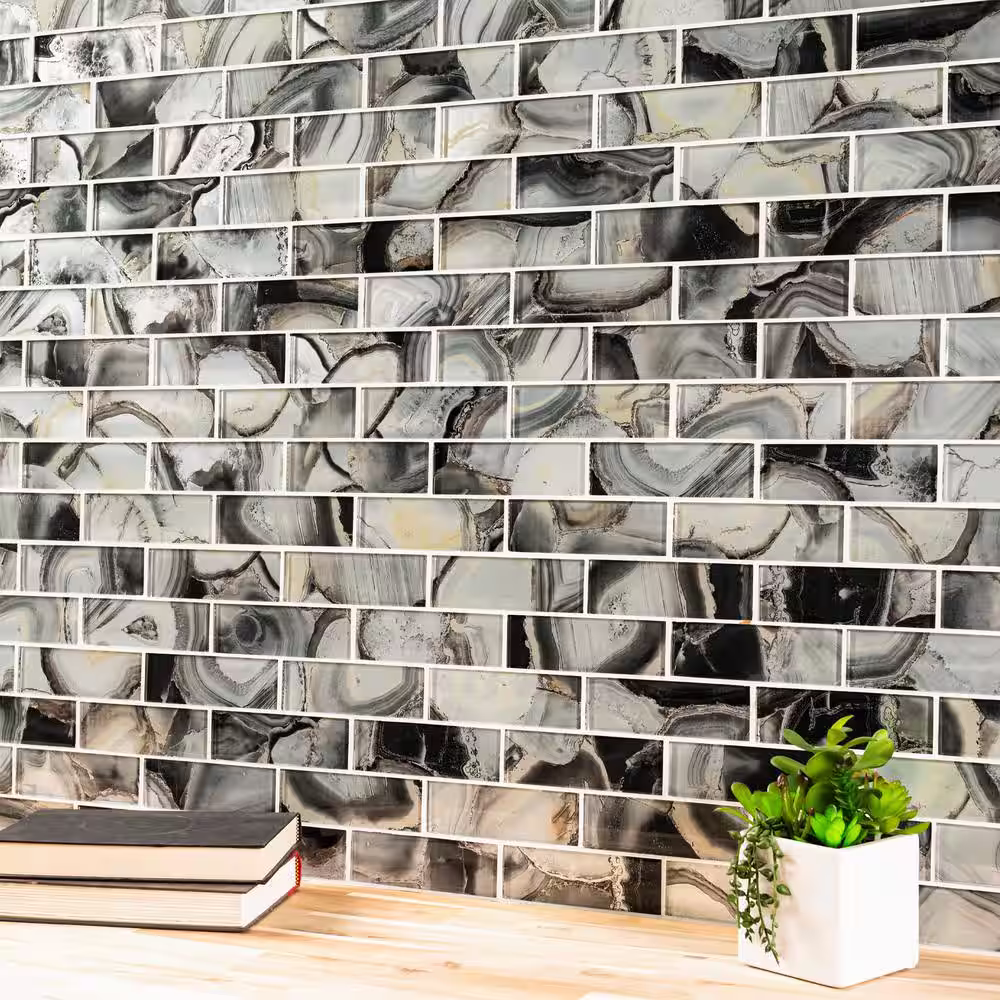 MSI Midnight Agate Subway 12 in. x 12 in. Matte Glass Mesh-Mounted Mosaic Tile (10 sq. ft./Case)