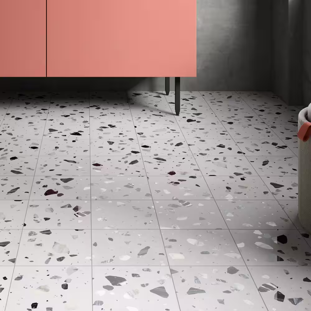 MOLOVO Terrazo Bianco White  8.03 in. x 8.03 in. Matte Porcelain  Floor and Wall Tile (11.19 sq. ft./Case)