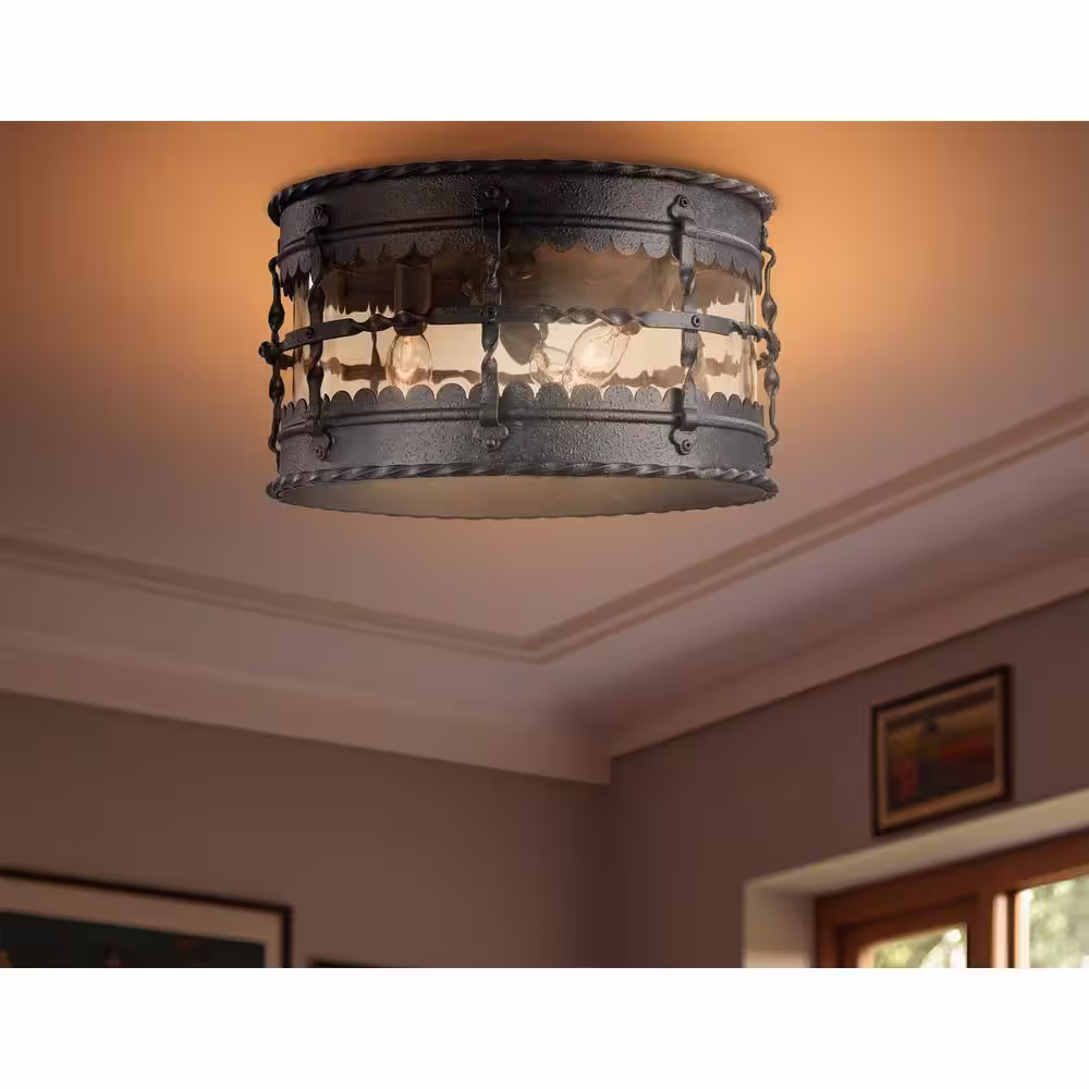 the great outdoors by Minka Lavery Mallorca 3-Light Spanish Iron Outdoor Flush Mount