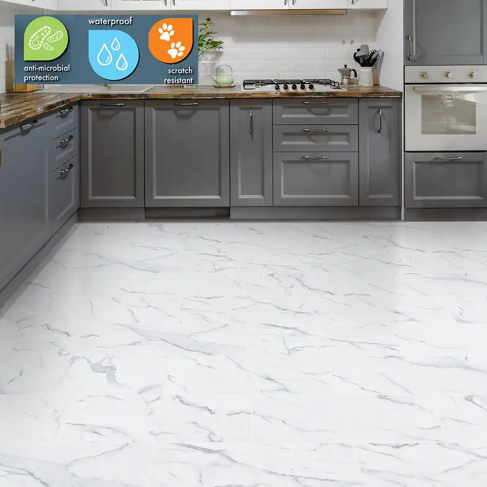 Lifeproof Salt Throne Marble 12 MIL x 12 in. W x 24 in. L Click Lock Waterproof Vinyl Tile Flooring (23.8 sqft/case)