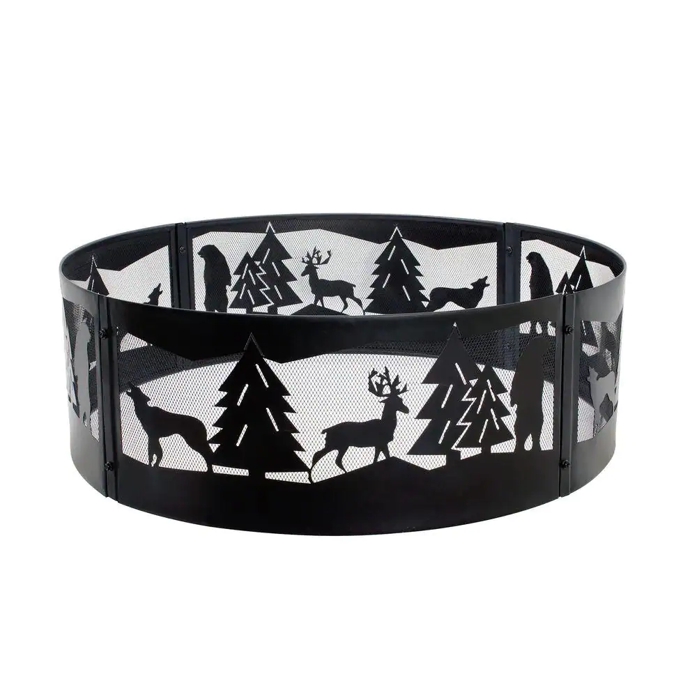 Pleasant Hearth Wilderness 36 in. x 12 in. Steel Fire Pit Ring in Black
