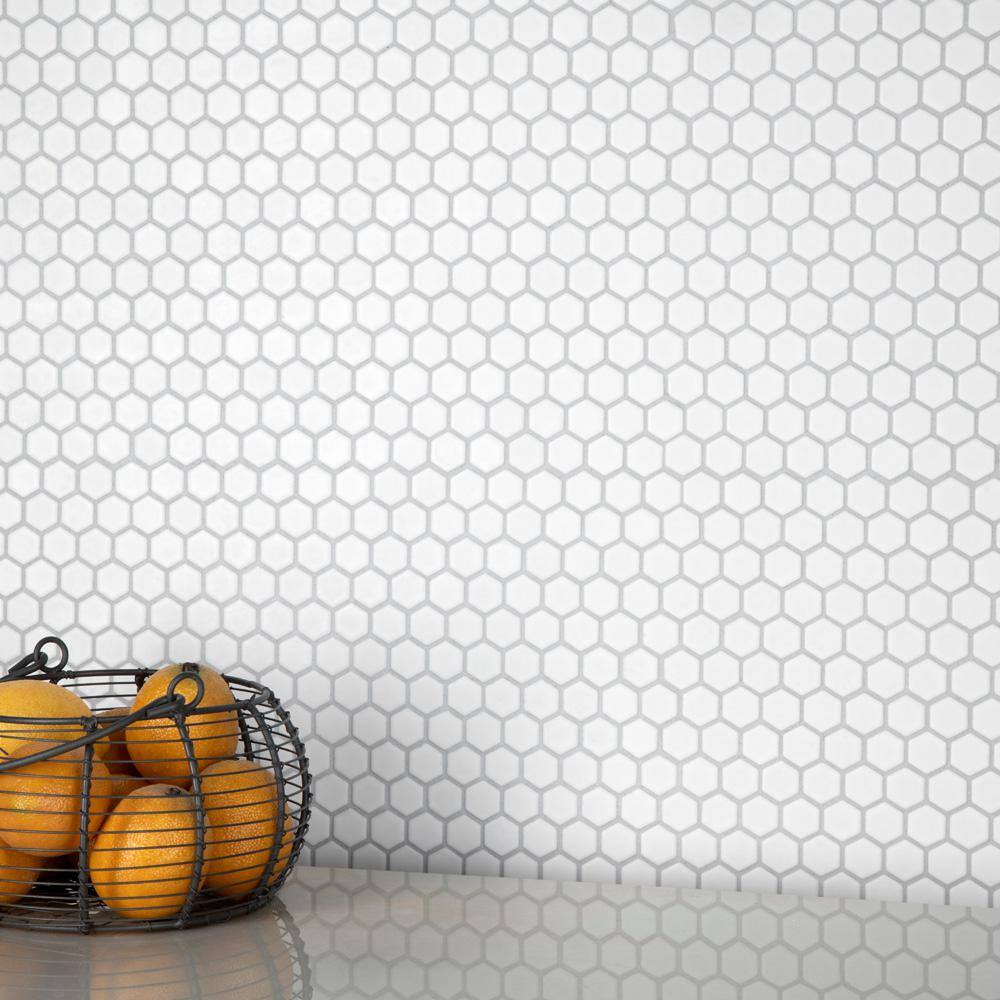 Merola Tile Colmena Hex Matte White 11-1/2 in. x 11-5/8 in. Porcelain Mosaic Tile (4.75 sq. ft./Case)