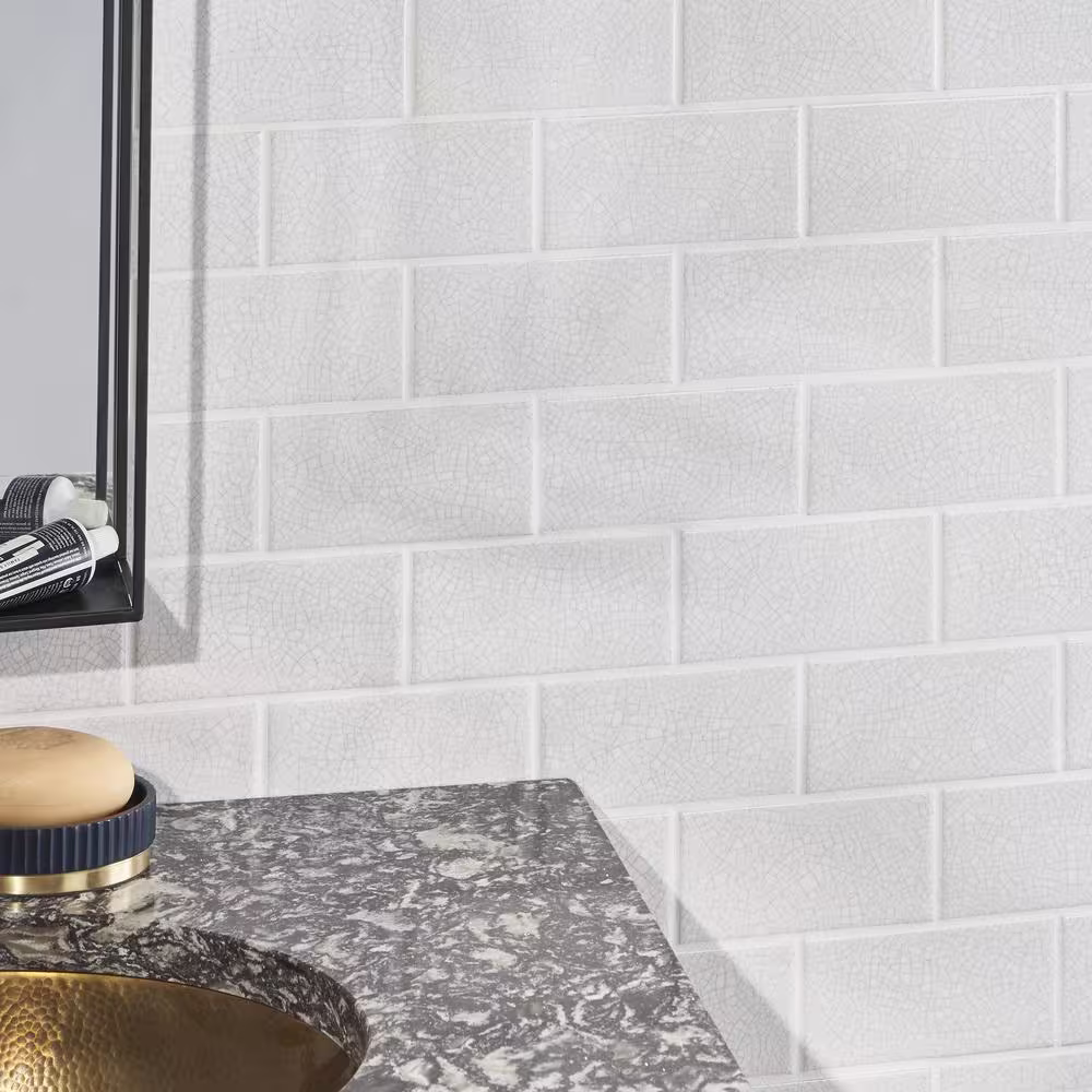 Ivy Hill Tile Mackay Vintage White 2.95 in. x 5.9 in. Polished Ceramic Wall Tile (10.76 sq. ft./Case)