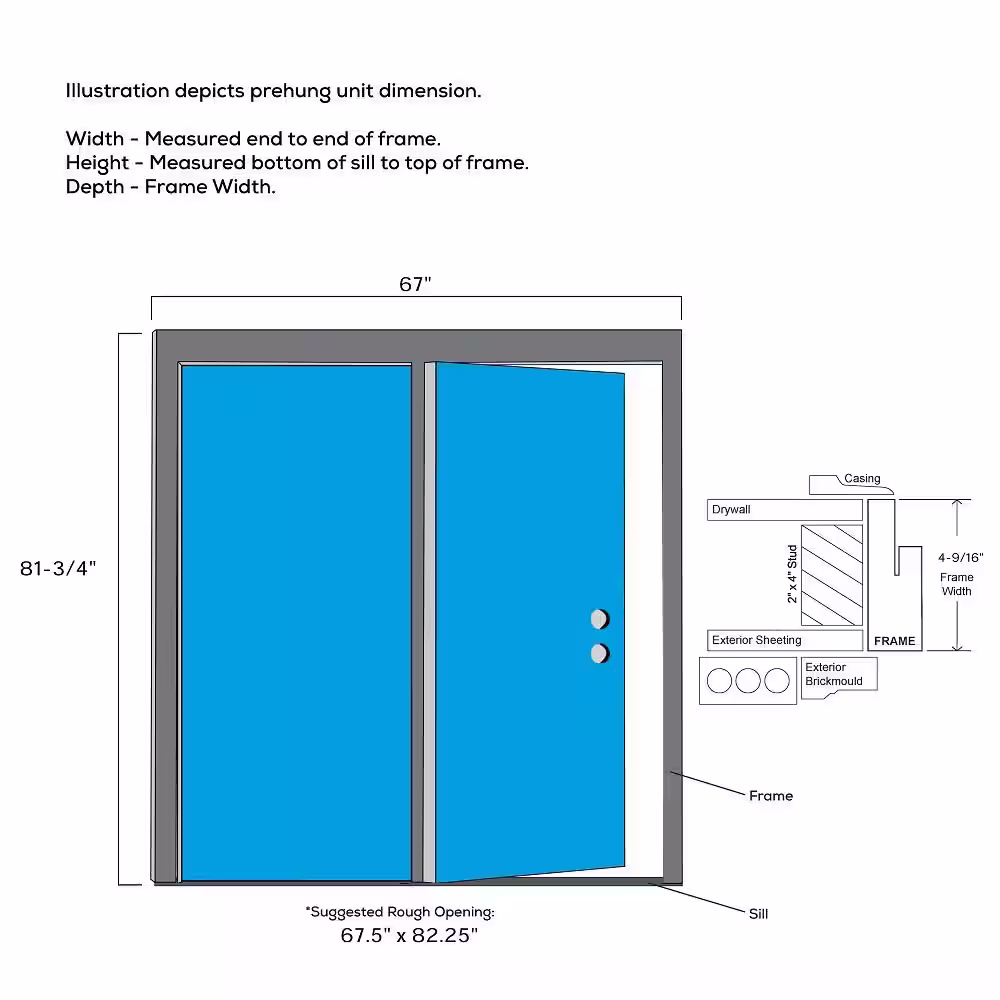 MMI Door 64 in. x 80 in. Clear Glass Primed Steel Prehung Left-Hand Inswing Full Lite Stationary Patio Door