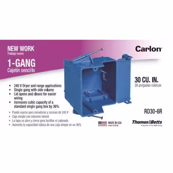 Carlon 1-Gang 30 cu. in. PVC New Work Electrical Box
