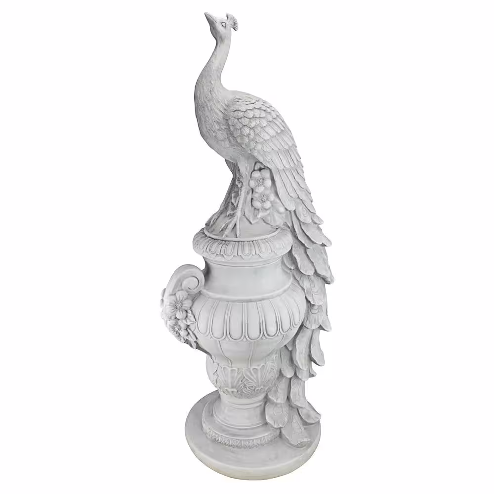 Design Toscano 34 in. H Staverden Castle Peacock on An Urn Large Garden Statue
