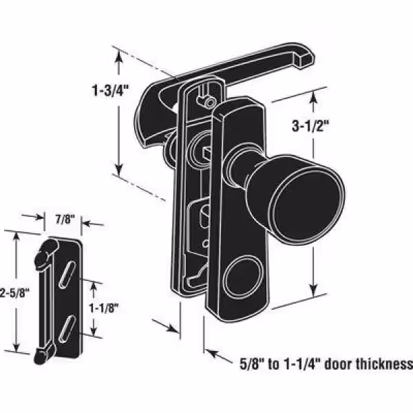 Prime-Line Tulip Knob Latch, 1-3/4 in. Mounting Holes, Black