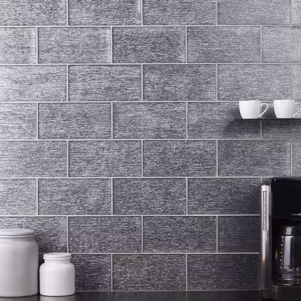 Ivy Hill Tile Demure Black 4.37 in. x 8.74 in. Polished Glass Wall Tile (5.3 sq. ft./Case)