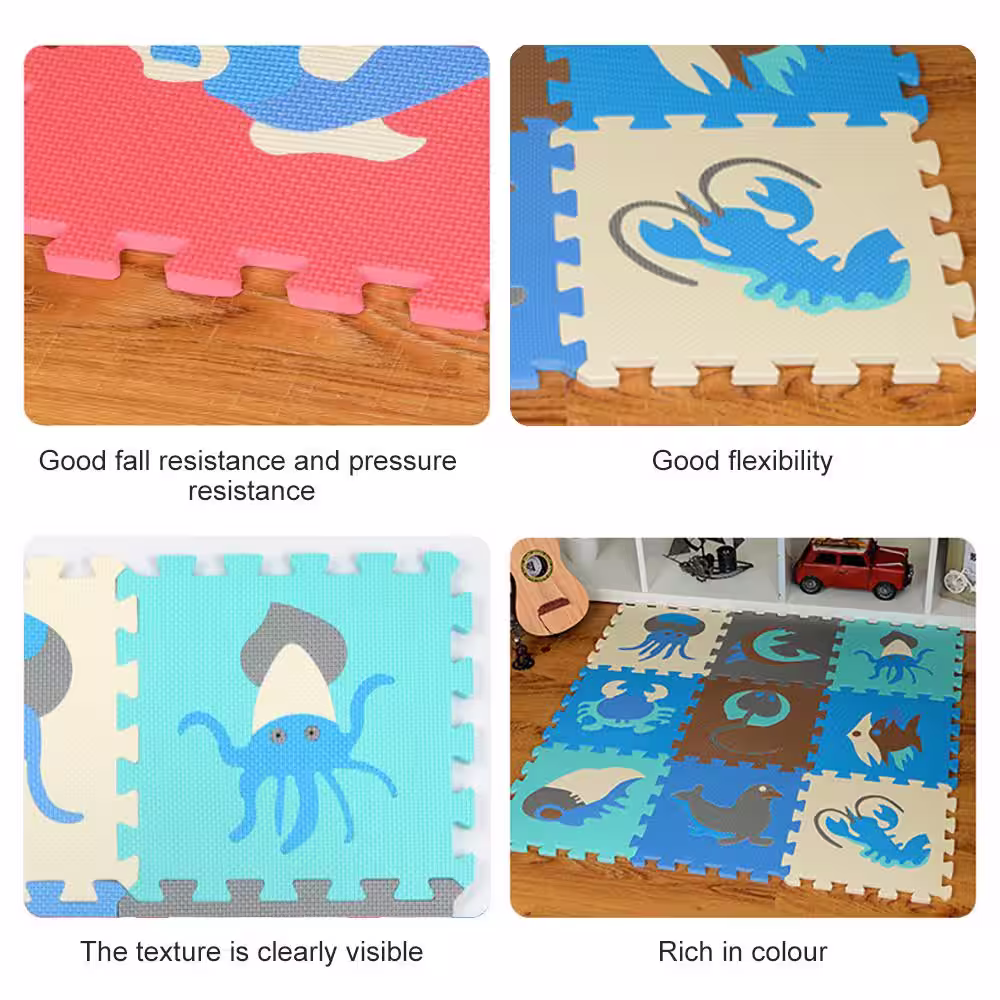 None 12 in. x 12 in. x 0.4 in. Blue Ocean A EVA Interlocking Foam Floor Mat 9 sq ft. (9-Tiles Per Case)