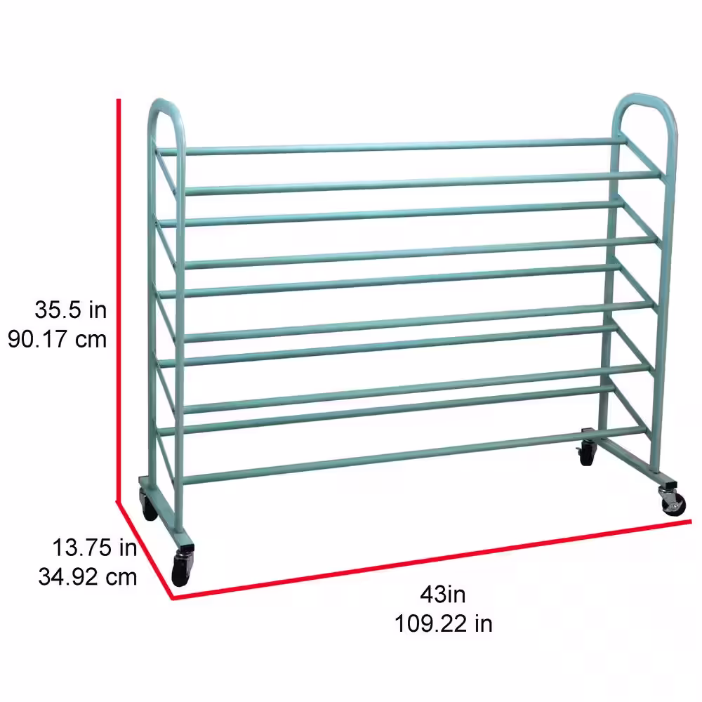 Oceanstar 34.5 in. H 20-Pair 5-Tier Blue Metal Shoe Rack
