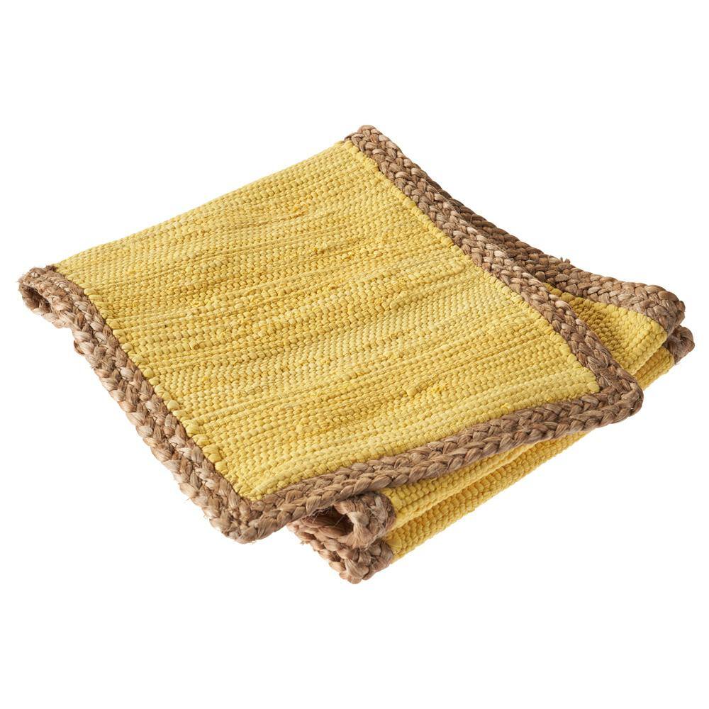 LR Home Sunny Day 14 in. W x 72 in. L Yellow Jute Border Table Runner