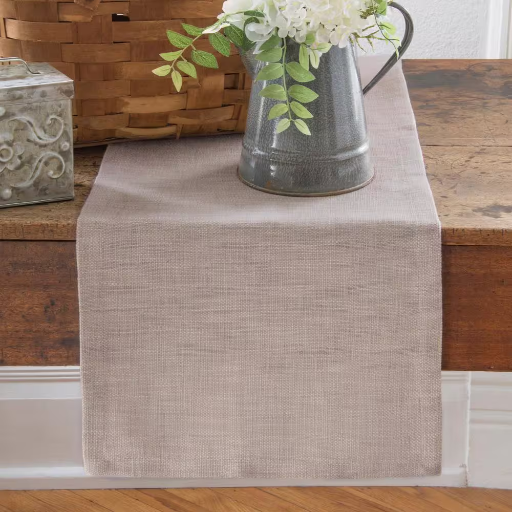 Heritage Lace Natural Wovens 16 in. W x 48 in. L Oyster Floral Polyester Table Runner