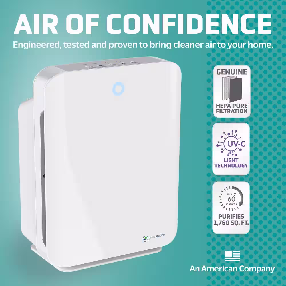 GermGuardian Hi-Performance Air Purifier with HEPA Filter and UV Sanitizer for Large Rooms up to 365 sq.ft.