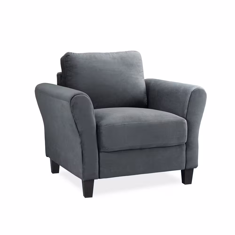 Lifestyle Solutions Wesley Dark Grey Microfiber with Rolled Arm Chair