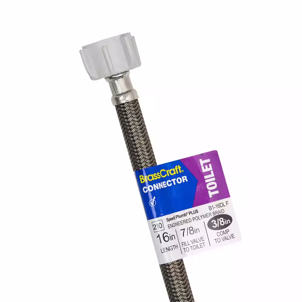 BrassCraft 3/8 in. Compression x 7/8 in. Ballcock Nut x 16 in. Braided Polymer Toilet Supply Line
