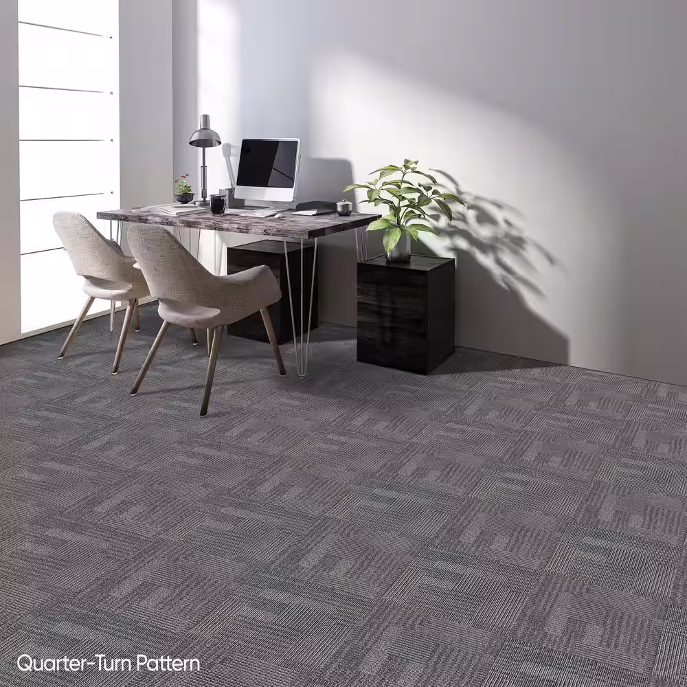 KRAUS Park Avenue Steel Residential/Commercial 19.7 in. x 19.7 in. Glue Down Carpet Tile (20 Tiles/Case) 53.82 sq. ft.