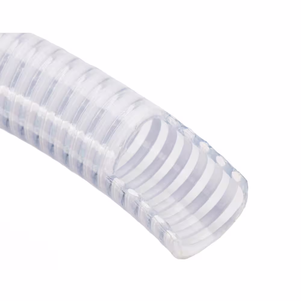 HYDROMAXX 1 in. Dia x 50 ft. Clear Flexible PVC Suction and Discharge Hose with White Reinforced Helix