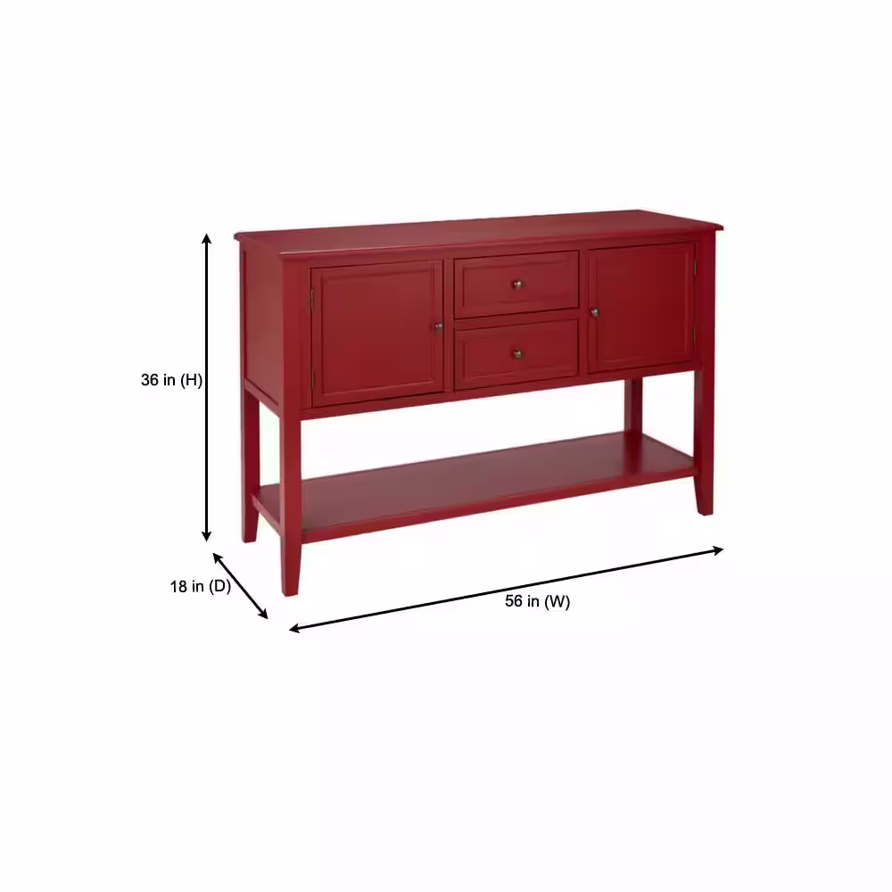 Home Decorators Collection Burton 56 in. Chili Red Rectangle Wood Console Table