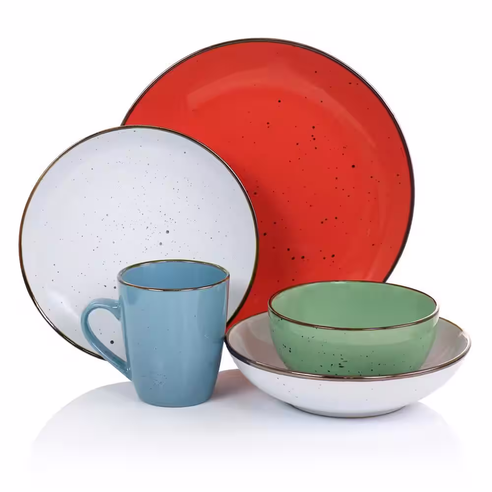 Elama Evelyn 20 Piece Round Stoneware Dinnerware Set in Assorted Colors