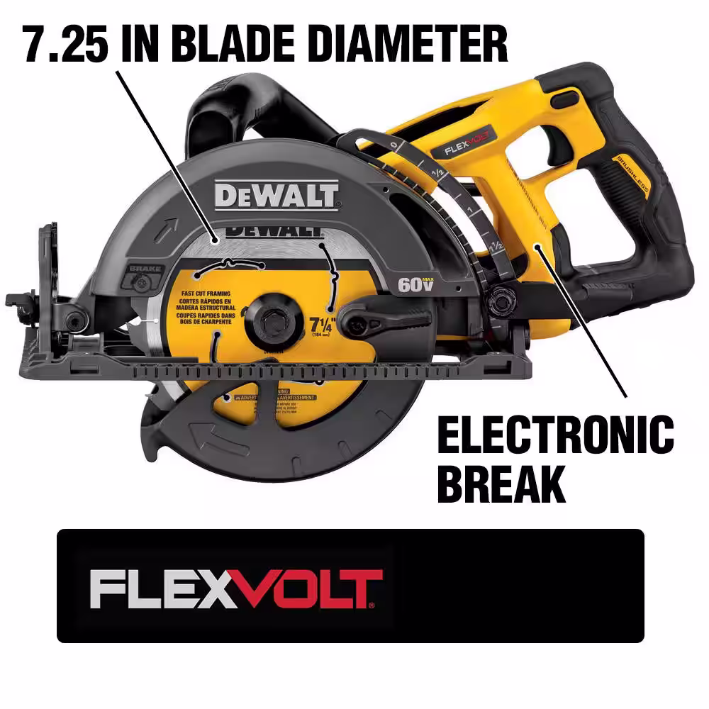 DEWALT FLEXVOLT 60V MAX Cordless Brushless 7-1/4 in. Wormdrive Style Circular Saw (Tool Only)