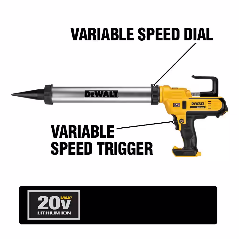 DEWALT 20V MAX Cordless 300-600 ml Sausage Pack Adhesive Gun (Tool Only)