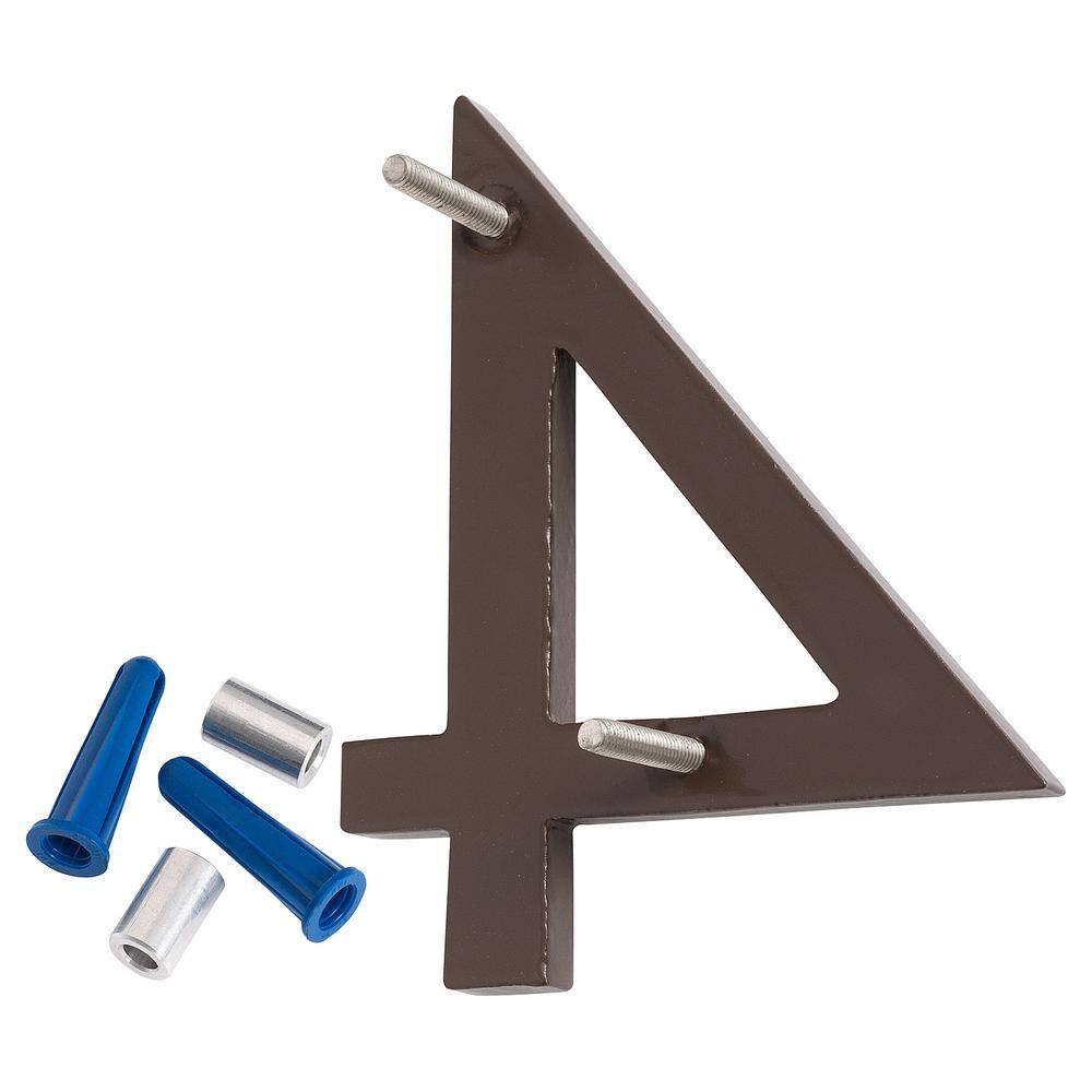 Montague Metal Products 4 in. Satin Nickel/Roman Bronze 2-Tone Aluminum Floating or Flat Modern House Number 4