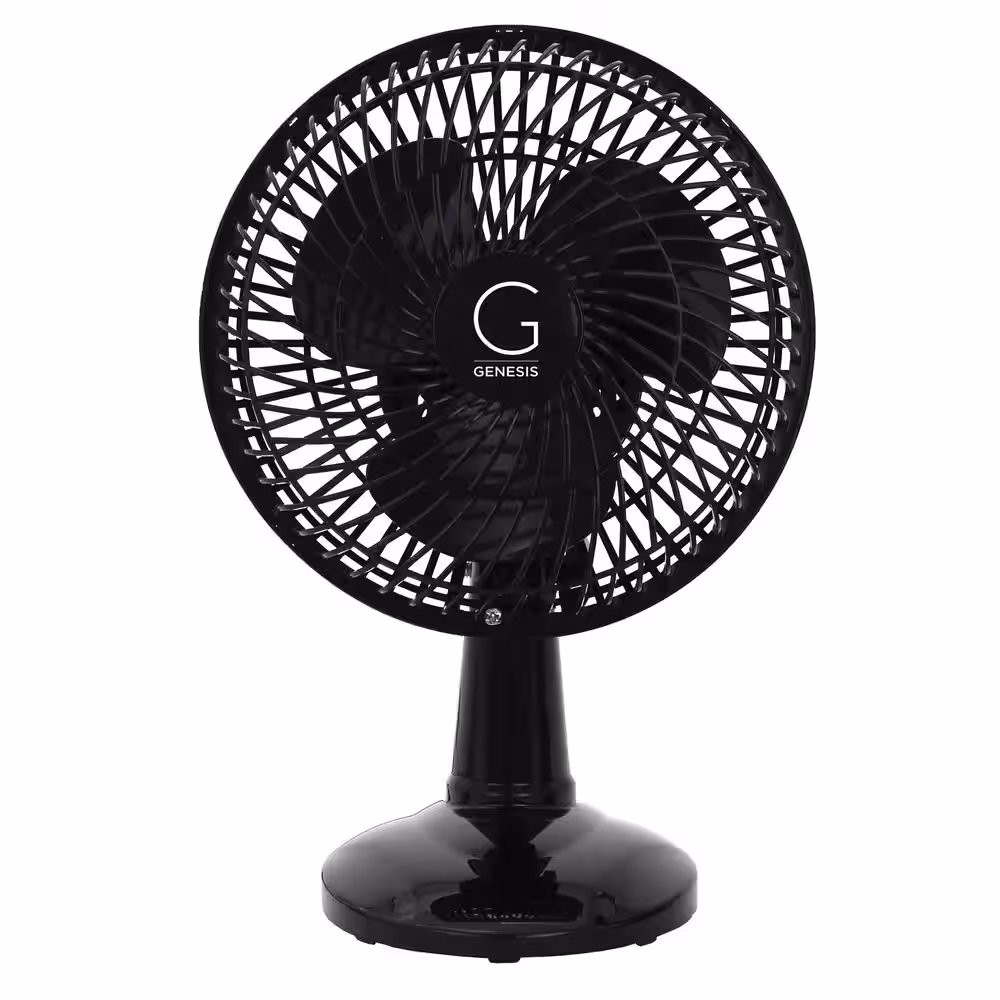 GENESIS 6 in. Convertible Table-Top and Clip Fan Fully Adjustable Head, 2 Quiet Speeds - Black
