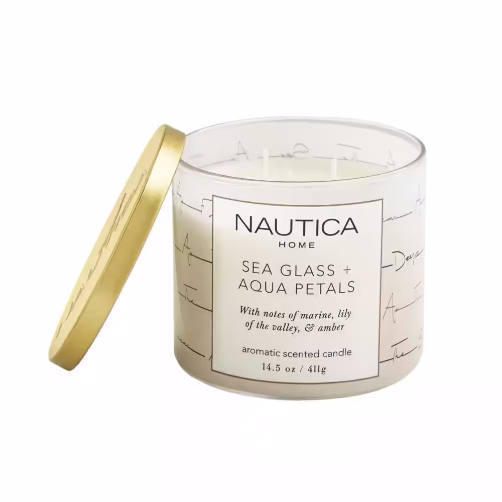 Nautica 14.5 oz. Sea Glass and Aqua Petals Multi-Colored Fresh 3-Wick Jar Candle
