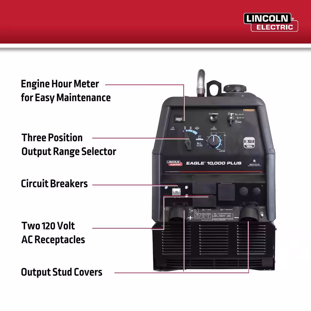Lincoln Electric 225 Amp Eagle 10,000 Plus Gas Engine Driven Welder with LE Engine