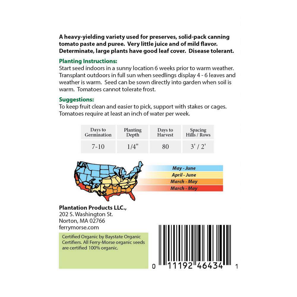 Ferry-Morse Tomato Roma Organic Seed