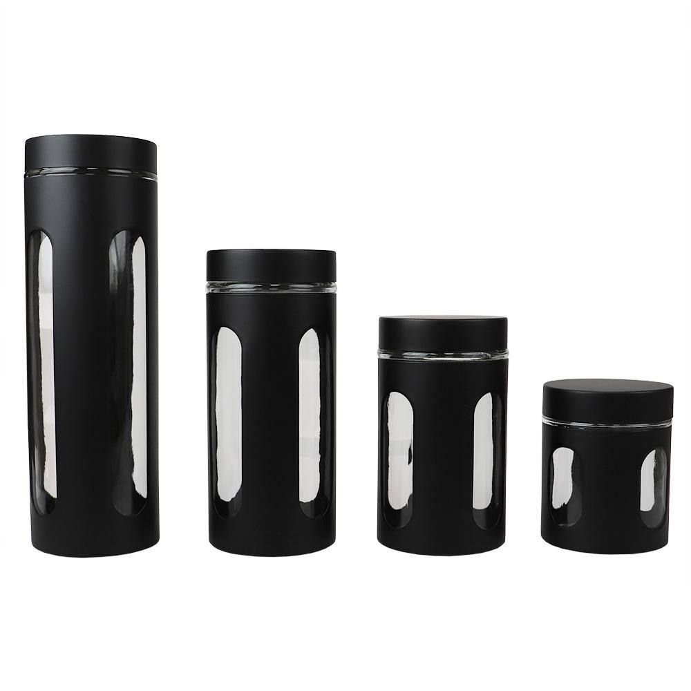 Home Basics 4-Piece Stainless Steel Canisters with Multiple Peek-Through Windows