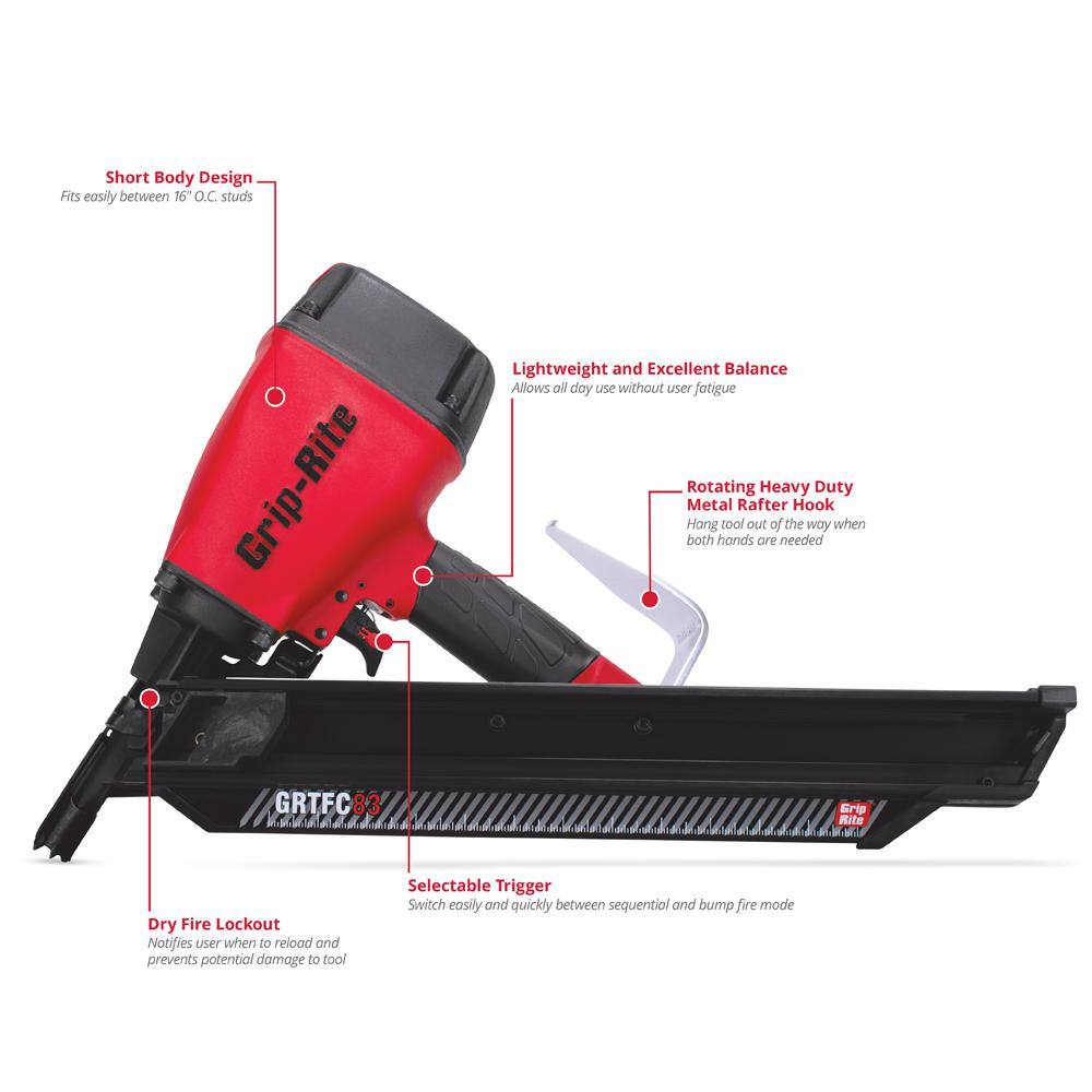 Grip-Rite 3-1/4 in. 30-Degree Paper Framing Nailer