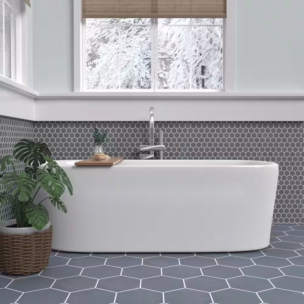 Marazzi Moroccan Concrete Blue Gray 11 in. x 10 in. Glazed Ceramic Hexagon Mosaic Tile (0.81 sq. ft./Each)