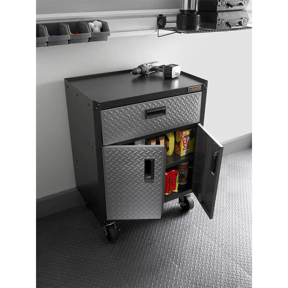 Gladiator Ready-to-Assemble Steel Freestanding Garage Cabinet in Silver Tread (28 in. W x 31 in. H x 18 in. D)