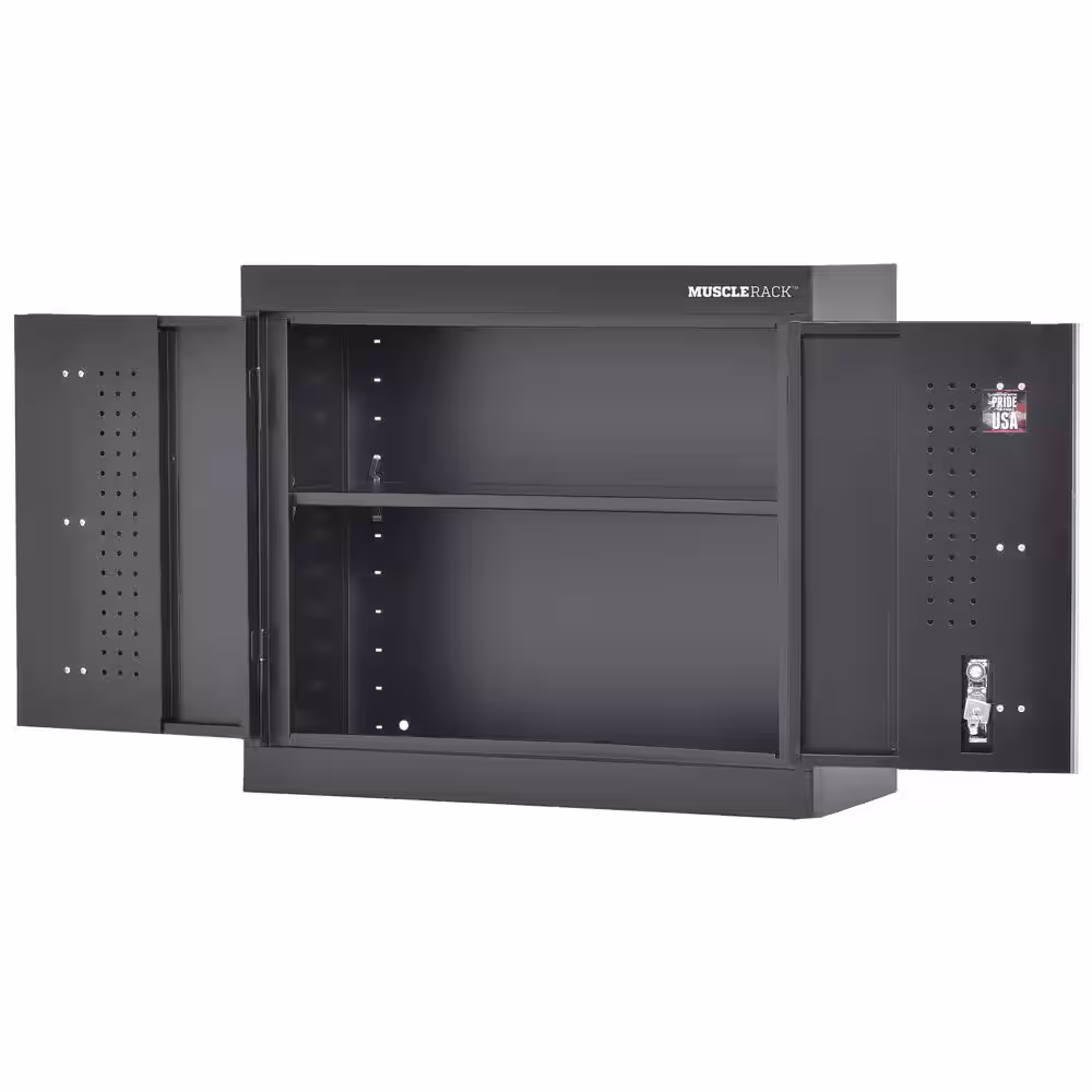 Muscle Rack Pre-Assembled 30 in. W x 12 in. D x 26 in. H Welded Wall Mount Storage Freestanding Cabinet - Matte Black Finish