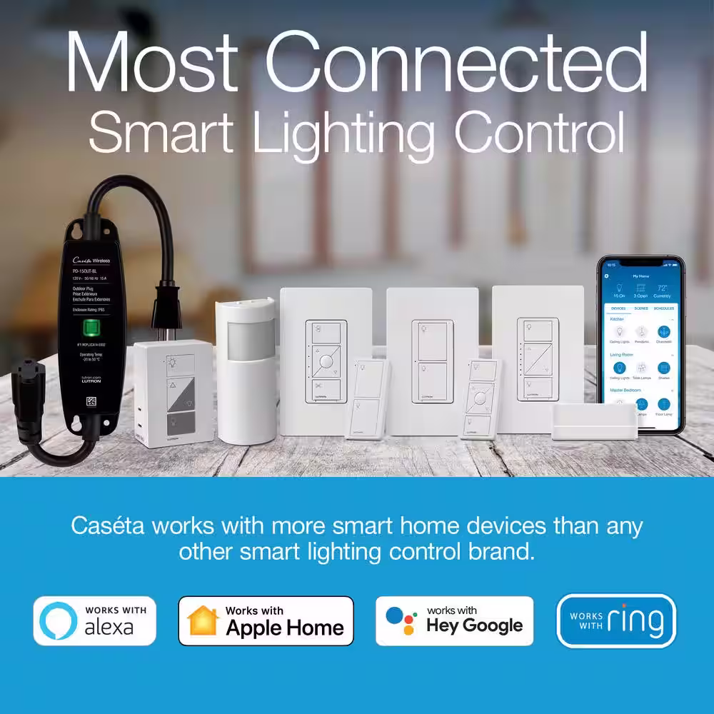 Lutron Caseta Smart Switch (2 Count) Deluxe Kit with Smart Hub and Pico Remote, Neutral Wire Required (P-BDG-PKG2WS-WH)
