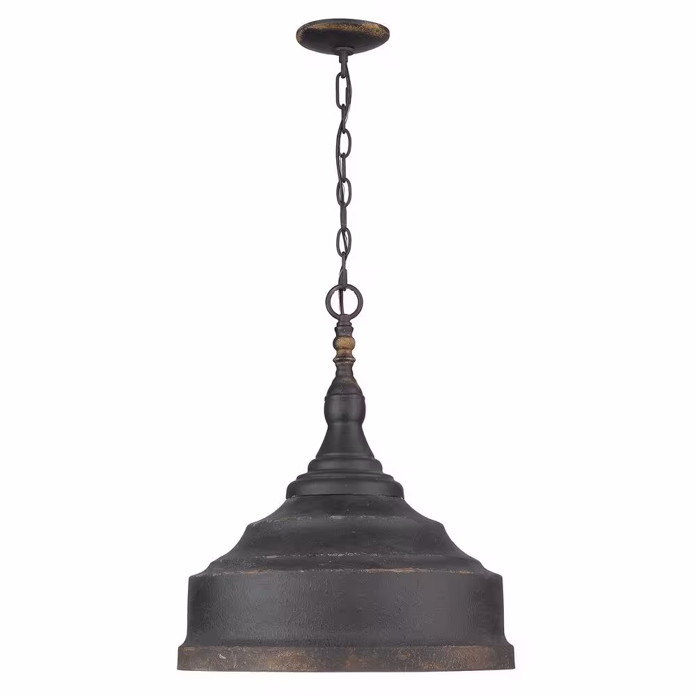 Golden Lighting Keating 3- Light Antique Black Iron Pendant Light