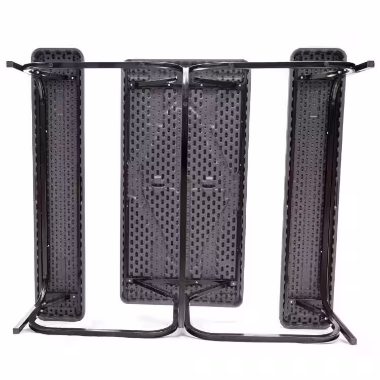 Cesicia 54 in. W Black Rectangle High-Density Polyethylene All Weather Outdoor Picnic Table Bench Set with Metal Base Wood