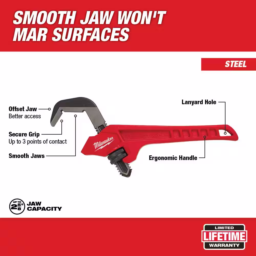Milwaukee 12 in. Steel Offset Hex Pipe Wrench and 12 in. Smooth Jaw Pipe Wrench