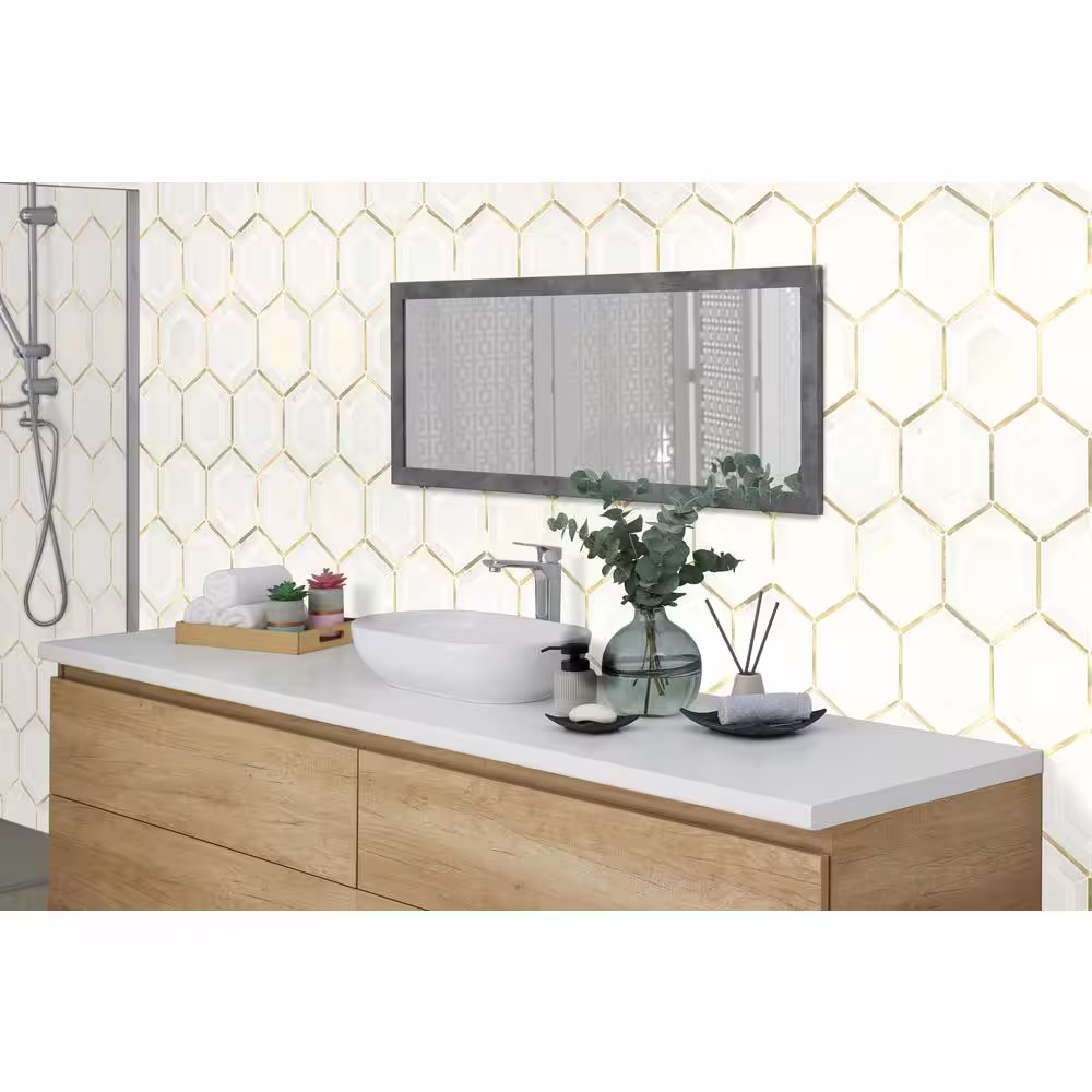 MSI Medici Gold Pattern 10.83 in. x 12.44 in. x 8mm Stone Metal Blend Mesh Mounted Mosaic Tile 9.4 sq. ft.