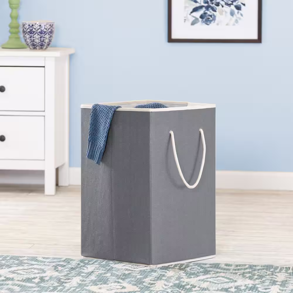 Honey-Can-Do Grey Collapsible Resin Hamper