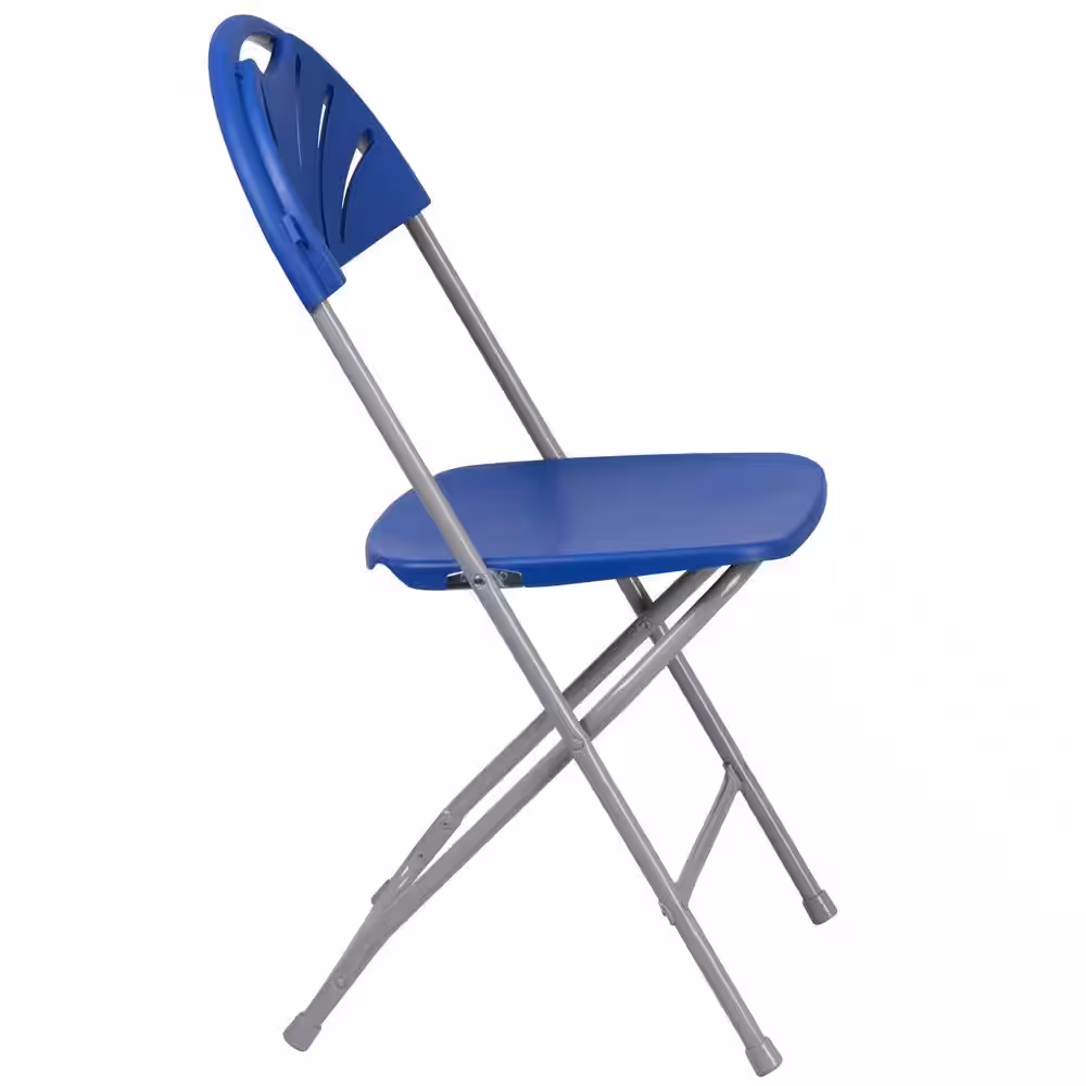 Carnegy Avenue Blue Plastic Seat Metal Frame Outdoor Safe Folding Chair